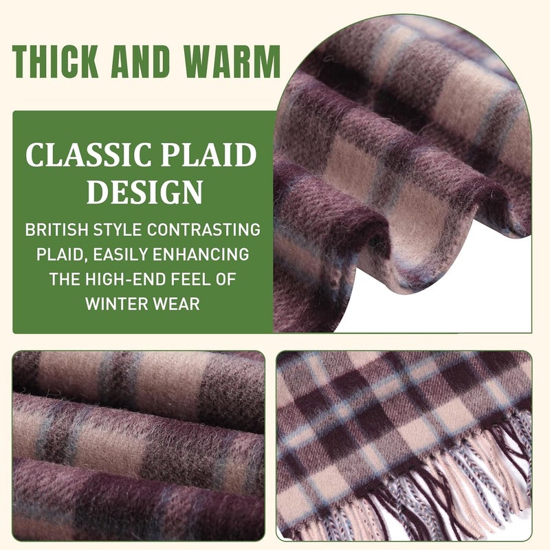 SKNSOFT Winter Wool Plaid Scarf for Men,Women Fashion Tartan Wrap Checkered Scarves - Image 4